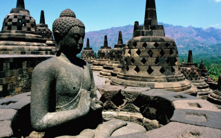 Buddha statue stone courtyard mountains - ding guanpeng free wallpaper