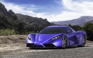 Purple sports car mountain road 2 - a road near a mountain range free wallpaper