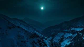 Mountain road fullmoon night sky - a full moon sky free wallpaper