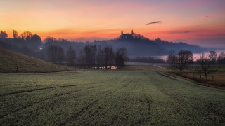 Castle sunset trees cityscape gothic - godray free wallpaper