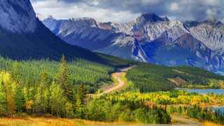 Mountain road lake forest sky 2 - the mountain free wallpaper