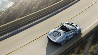 Silver sports car bridge forest - a bridge in the background free wallpaper