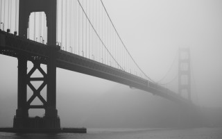 Bridge foggy water people longhair - a foggy sky behind free wallpaper