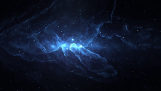 Large blue object starfield space - a blue star free wallpaper