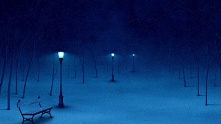 Snowy park night street lights - a bench in a snowy park free wallpaper