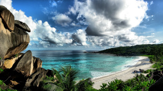 Andor bay rock ocean clouds - cloudy free wallpaper