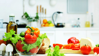 Vegetables basket oliveoil food photography - lettuce free wallpaper