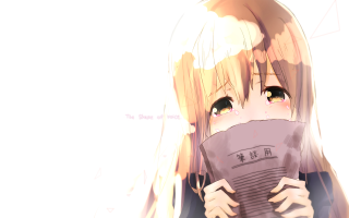 Girl blonde hair book smile - anime visual free wallpaper