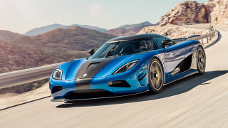 Blue sports car mountain road 3 - the background and a sky background free wallpaper