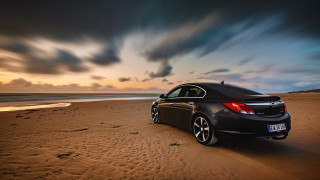 Car beach sunset clouds matte 2 - a matte painting free wallpaper for desktop