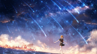 Girl hill stargazing city night - a hill free wallpaper