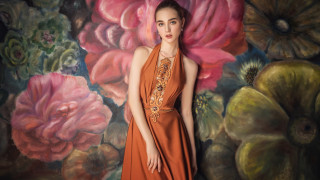Woman dress flower painting artnouveau - flowery free wallpaper
