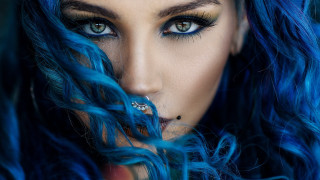 Blue hair nose ring piercing - piercing free wallpaper