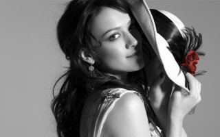 Woman hat rose blackwhite promotional - neoclassicism free wallpaper for desktop