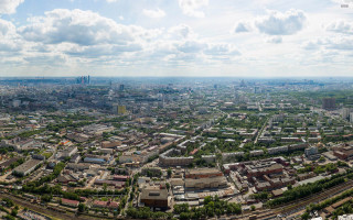 City trees cloudy sky aerial - modular constructivism free wallpaper
