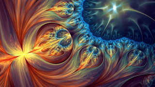 Blue orange swirl star fractals - analytical free wallpaper