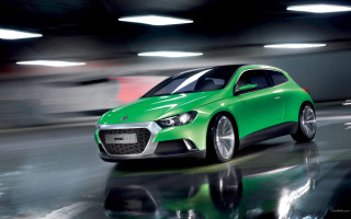 Green car driving street building - a black roof free wallpaper