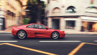 Red sports car clocktower street - neoclassicism free wallpaper for desktop