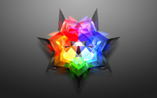 Multicolored star 3d glowing crystal - a shadow free wallpaper