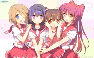 Girls schooluniforms posing anime 4girls - their hipss free wallpaper