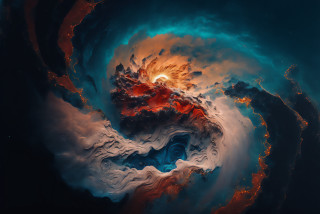 Swirling sky fire mist fiery - a blue center free wallpaper