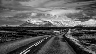 Mountain road cloudy sky landscape - cloudy free wallpaper