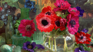 Flowers vase fruit grapes still - david lachapelle free wallpaper