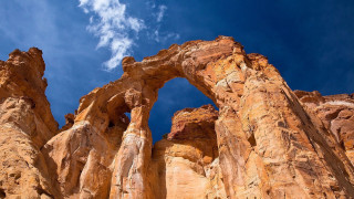 Rock formation blue sky clouds - a rock formation free wallpaper for desktop