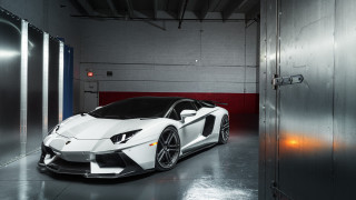 White sports car garage red 13 - a garage next free wallpaper