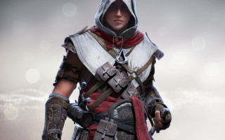 Hooded man sword glove foggy - a foggy background free wallpaper