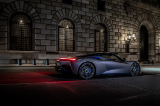 Car building night taillight futurism - a car free wallpaper