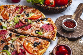 Pizza missing slice tomatoes ingredients - a slice free wallpaper