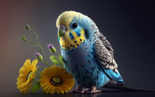 Blue yellow bird flower vase - a yellow flower free wallpaper