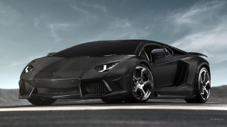 Black sports car daytime sky - matte finish free wallpaper