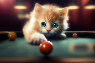 Kitten pool red ball carlos - furry free wallpaper