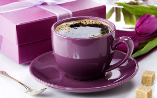 Purple coffee bowl candy bow - a spoon free wallpaper
