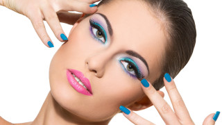 Blue pink makeup nails hatsune - rich vivid color free wallpaper