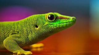 Green lizard yellow tail macro 2 - a black eye free wallpaper