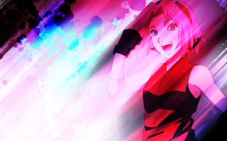 Woman red dress gun pink - background behind her free wallpaper