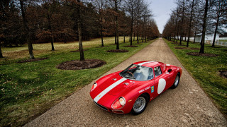 Red sports car dirt road 3 - tree and grass free wallpaper