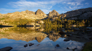 Mountain lake forest reflections outdoors - ansel adams free wallpaper