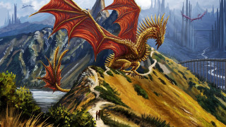 Dragon mountain castle bridge fantasy - a mountain top free wallpaper