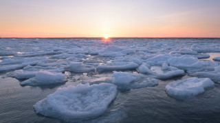 Sunset water ice floes mountain - ice flo free wallpaper