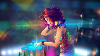 Disco dj woman neon lights - neon color free wallpaper
