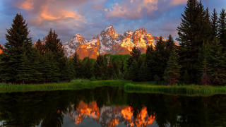 Mountain reflection sunset colorful sky 8 - a colorful sky free wallpaper