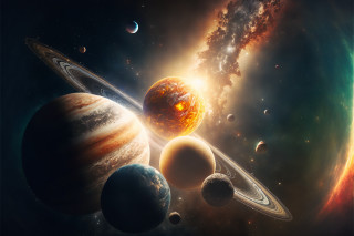 Space planets sun star aurora - planet free wallpaper