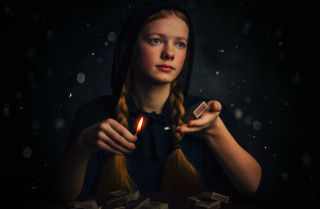 Woman candle magic realist galaxy - front of her free wallpaper