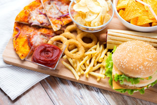 Food tray sandwich fries pizza - other food free wallpaper