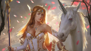 Woman horse fantasy rose staff - a staff free wallpaper