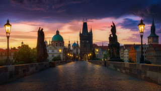 Bridge streetlight clocktower sunset mystical - sunset free wallpaper